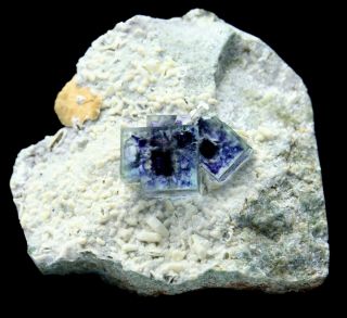 61g Rare Blue " Phantom " Fluorite & Sideritecrystal Mineral Specimen/china