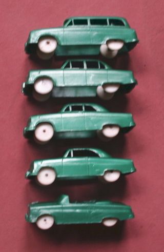 Vintage F&F MOLD CEREAL CARS Complete Set of Green 54 Fords 5