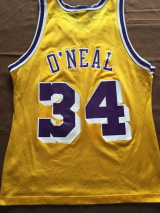 Shaquille O’neal Vintage 90’s Gold Los Angeles Lakers Champion Jersey Size 40 M