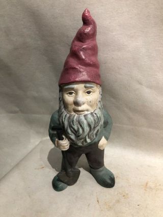Vintage Cast - Iron Garden Gnome Holding Shovel Large 13 " Figurine Sculpture