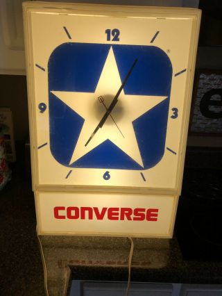 Rare Vintage Converse Advertising Clock With Light 3
