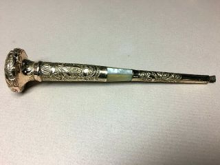 Antique Gold Filled W/mother - Of - Pearl Umbrella Handle