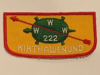 Order Of The Arrow Kikthawenund Lodge 222 F1 Rare First Flap