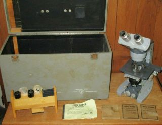 Vintage Heavy American Optical Ao Spencer Lab Microscope 4 Objectives Case More