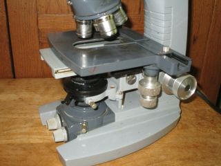 Vintage Heavy American Optical AO Spencer Lab Microscope 4 Objectives Case More 6
