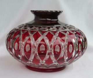 Vintage Antique Ruby Red Cut To Clear Vase
