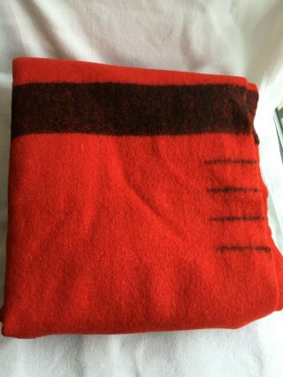 Vintage Hudson’s Bay 4 Point Blanket 100 Wool England Red Black 88 X 71 " 26610