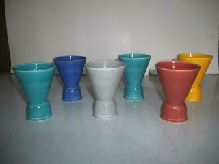 6 Vintage (early) Fiestaware Double Egg Cups