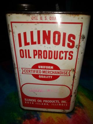 Vintage Illinois Oil Co Outboard Motor Oil Can Rare Flat Quart