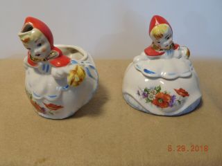 Vintage Hull Pottery Little Red Riding Hood Sugar W Lid & Creamer 135889
