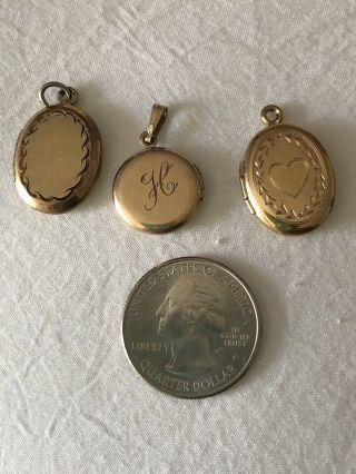 Antique Vintage12 K Gold Filled Lockets Pendants