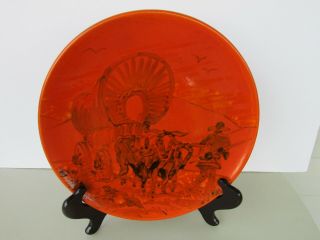 Rare Catalina Island Large Pottery Platter / Charger Plate Hand Painted Scene