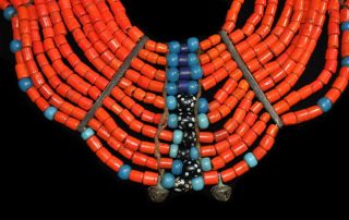 VINTAGE Multi Strand Naga Glass Tomato Red Bead Necklace,  Traditional 2