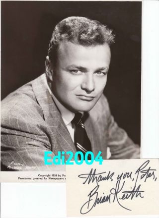 Brian Keith Vintage 1953 Photo & Rare Signed Autograph Card