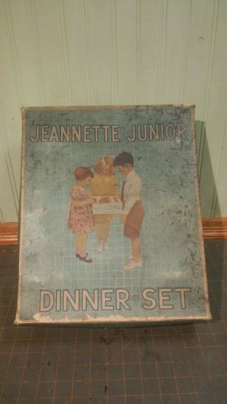 Vintage Jeannette Junior Dinner Set Pink Depression Glass Cherry Blossum Kids 2