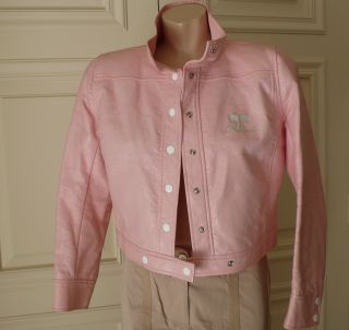 Vtg 60/70s Courreges Paris Iconic Mod Pink Vinyl Jacket Sz 44 France (has Issues)