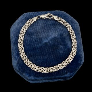 Vintage Designer Sterling 925 Silver Italian Byzantine Fancy Link Chain Bracelet