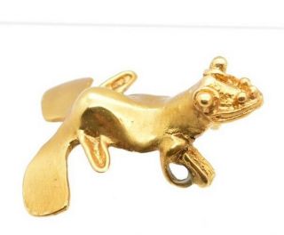 Rare Alva Museum Replicas Gold Plated Pre - Columbian Yale Frog Pendant