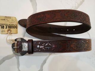 Ralph Lauren Rrl Vintage Hand Tooled Brown Leather Belt