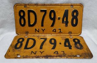 Nys 1941 Vintage License Plates - For The Year