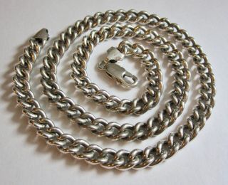 Vintage Mj Italy 64g Sterling Silver 7mm Curb Link Chain Necklace 20”