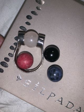 Silpada Interchangeable Ball Ring Sz 8 - 9 Red Pink Blue Blk R0328 Vintage Silpada