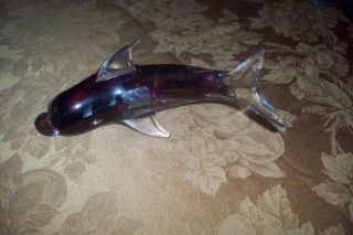 Vintage Signed Rubelli Murano Italy Hand Blown Large & Heavy Dolphin W /sticker