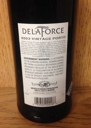 2003 Delaforce Vintage Porto - Wine Spectator - 95 Points Red Port Wine Portugal 3