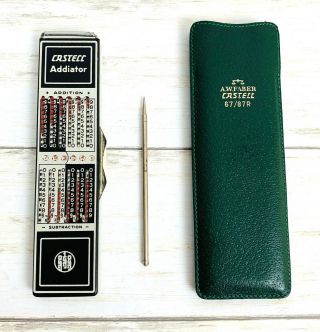 Rare Vintage Faber Castell Addiator 67/87r Rietz Slide Rule Calculator With Case