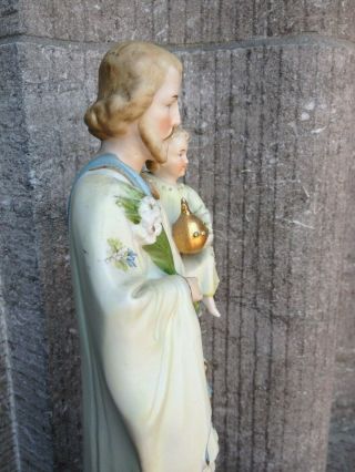 Vintage Porcelain Bisque St Joseph Child Jesus Altar Standing Figurine Statue 6