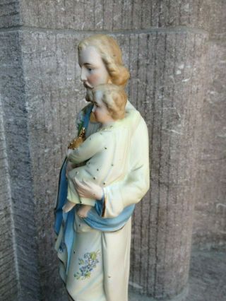 Vintage Porcelain Bisque St Joseph Child Jesus Altar Standing Figurine Statue 8