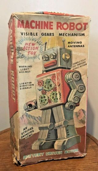 Horikawa Sh Masudaya Yoshiya Japan Machine Robot Vintage Tin Toy Box