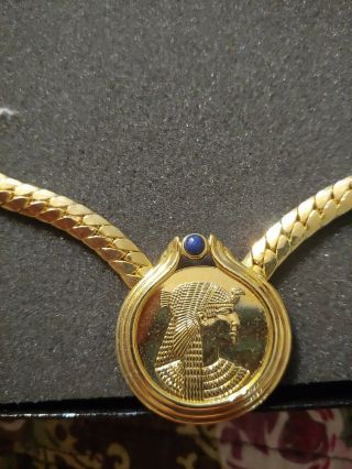 Franklin Cleopatra 22k Gold Plated Necklace Vintage 1980 