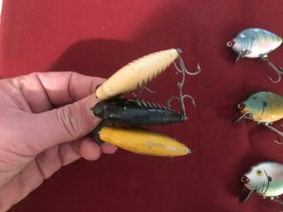 COMPLETE SET of 7 Vintage HEDDON 9630 PUNKINSEED SPOOK Antique Fishing Lures 7