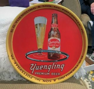 Vintage Yuengling Beer - Brewing 13 " Metal Tin Litho Tray W Bottle Pottsville Pa