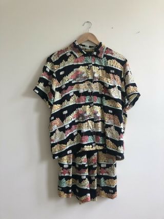 Nicole Miller Vintage Silk Shirt & Shorts Set | Size Small
