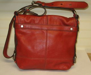 Fossil Long Live Vintage Large Red Leather Crossbody Bag 2