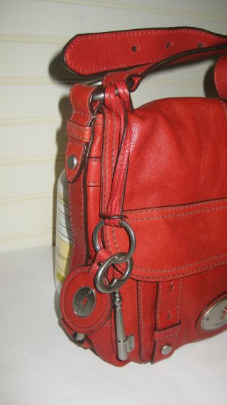 Fossil Long Live Vintage Large Red Leather Crossbody Bag 3