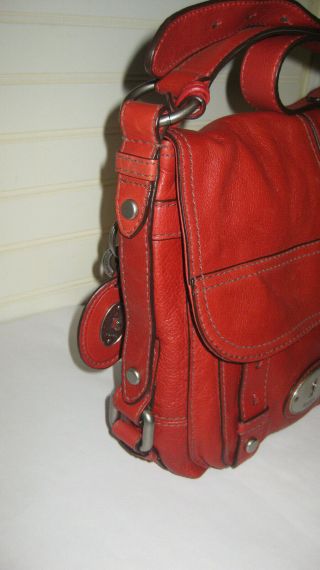 Fossil Long Live Vintage Large Red Leather Crossbody Bag 4