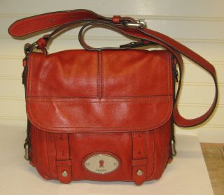 Fossil Long Live Vintage Large Red Leather Crossbody Bag 5