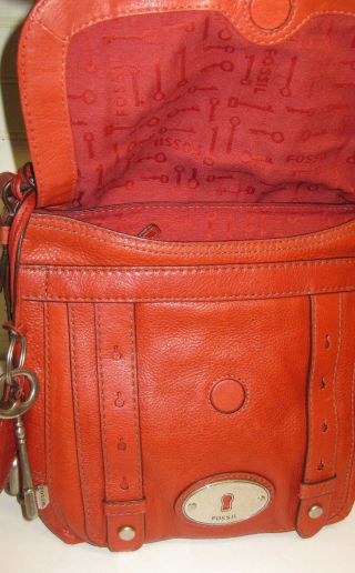 Fossil Long Live Vintage Large Red Leather Crossbody Bag 7