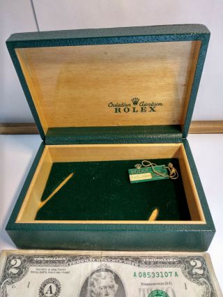 Vintage Rolex Swiss Green Oyster Box Case Only 68.  00.  3 For Watch Display