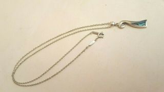 Vintage Tiffany & Co Peretti Sterling 925 Silver Abalone Pendant Necklace Chain