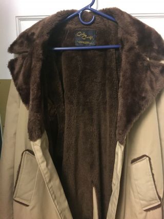 Vintage 70s 80s Cal Craft California Faux Fur Interior Heavy Coat Jacket Pimp XL 3