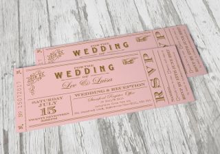 100 Pastel Blush Vintage Shabby Chic Ticket Wedding Invitations Invites