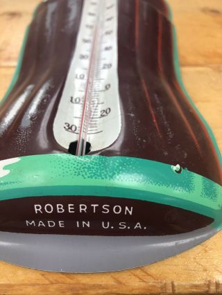 Vintage Coca Cola Advertising Thermometer Robertson Coke Bottle Sign Made in USA 2
