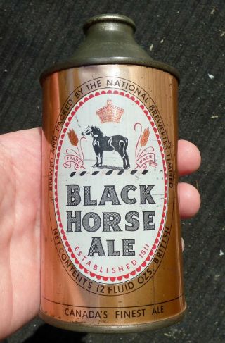 Rare 1940’s Canadian BLACK HORSE ALE cone top beer can 2