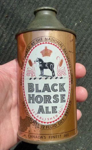Rare 1940’s Canadian BLACK HORSE ALE cone top beer can 3