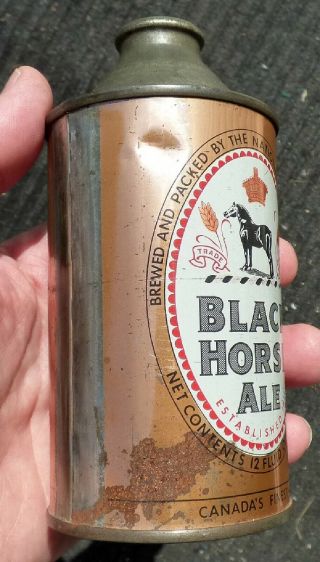 Rare 1940’s Canadian BLACK HORSE ALE cone top beer can 4