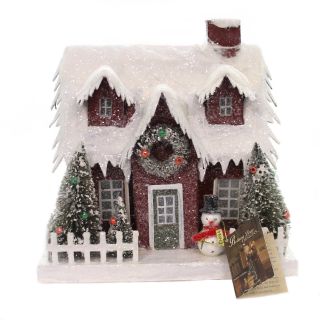 Christmas Vintage Putz Christmas House Lg Paper Lighted Lc4591 Red